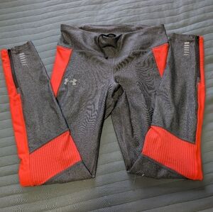 Under Armour Gray and Orange Reflector Leggings / Workout Tights Size M